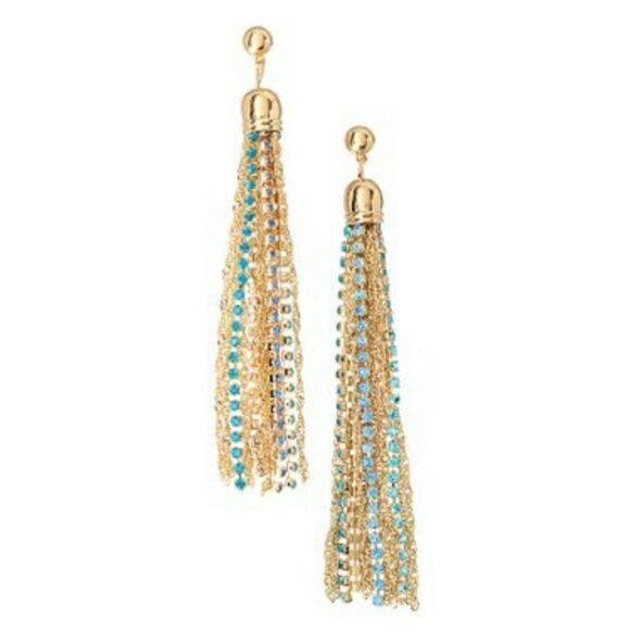 David Tutera Jewelry - David Tutera Blue Crystal Tassel Earrings